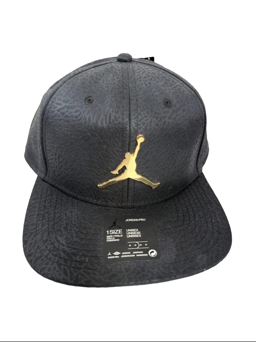Air Jordan Hat Men Black Cement Elephant Metal Logo Jumpman Snap Back Cap New
